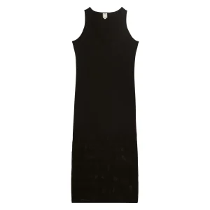 Robe Casilda en lin noire à rayures