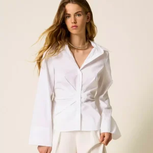 Chemise en popeline avec drapé