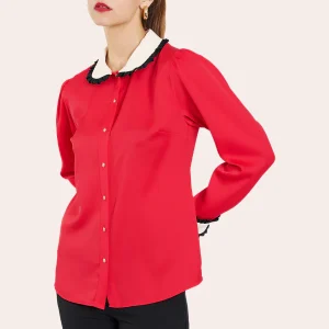 Chemise Col Claudine Rouge