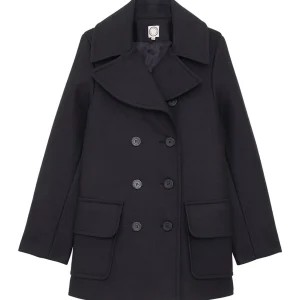 Caban Séraphine bleu foncé laine mélangée