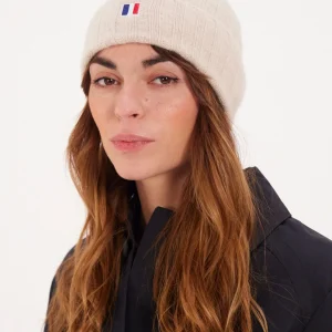 Bonnet cachemire à revers beige Ines x Notshy