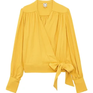 Blouse coupe ample en crêpe Elena jaune
