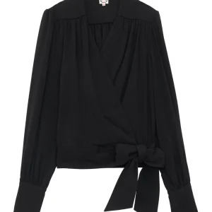 Blouse coupe ample en crêpe Elena noire