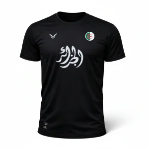 T-shirt Noir الجزائر – Logo Algérie Côté Cœur | Streetwear Premium 100% DZ