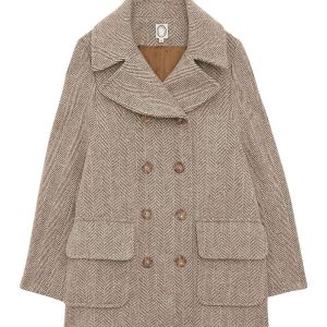 Caban Séraphine marron/écru en laine