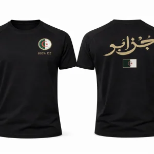 T-shirt Noir Signature DZ – الجزائر + Drapeau Algérie | Streetwear Premium