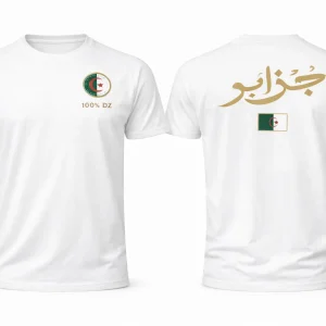 T-shirt Blanc Signature DZ – الجزائر + Drapeau Algérie | Streetwear Premium