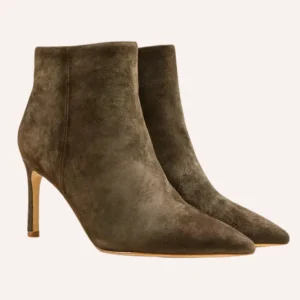 Bottines à talon et bout pointu Noura Kaki Suede  Mi MAI