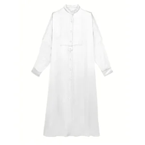 Robe Boy en lin mélangé blanche