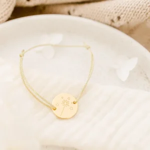 Bracelet personnalisé cordon enfant médaille ronde gravée BAGUETTE MAGIQUE