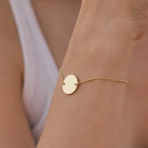 Bracelet personnalisé pastille chaine or ÉPURE