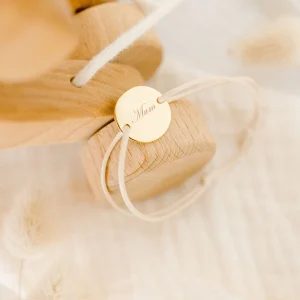 Bracelet personnalisé pastille or cordon ÉPURE