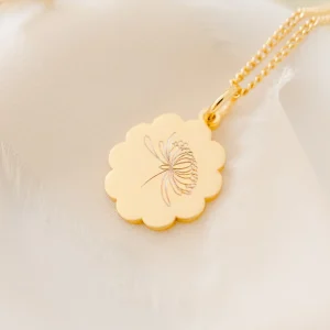 Collier fleur de naissance personnalisable médaille corolle ECLOSION