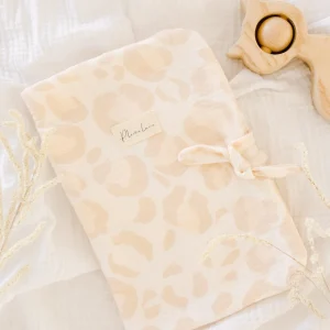 Protège carnet de santé léopard 100% mousseline de coton MON COEUR FAIT GRAOU
